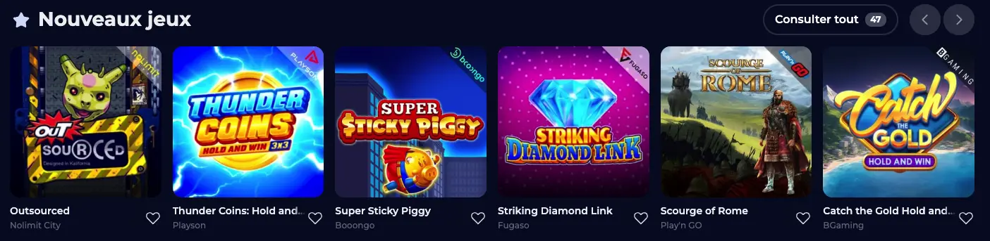 Nine Casino nouveaux jeux